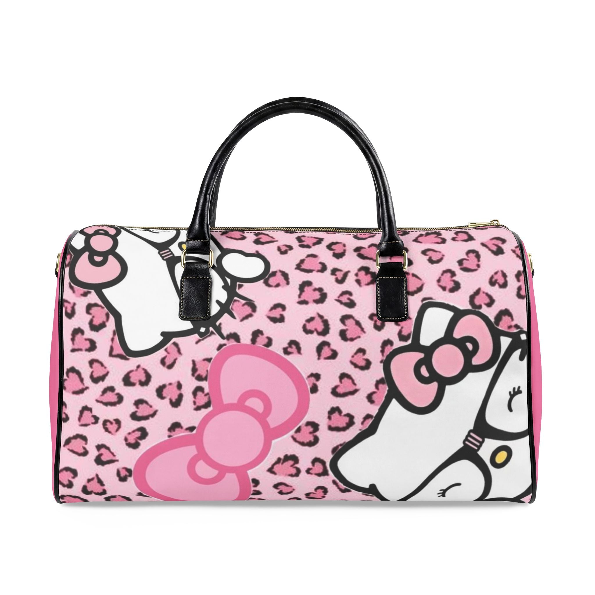 Pink Leopard Leather Travel Bag