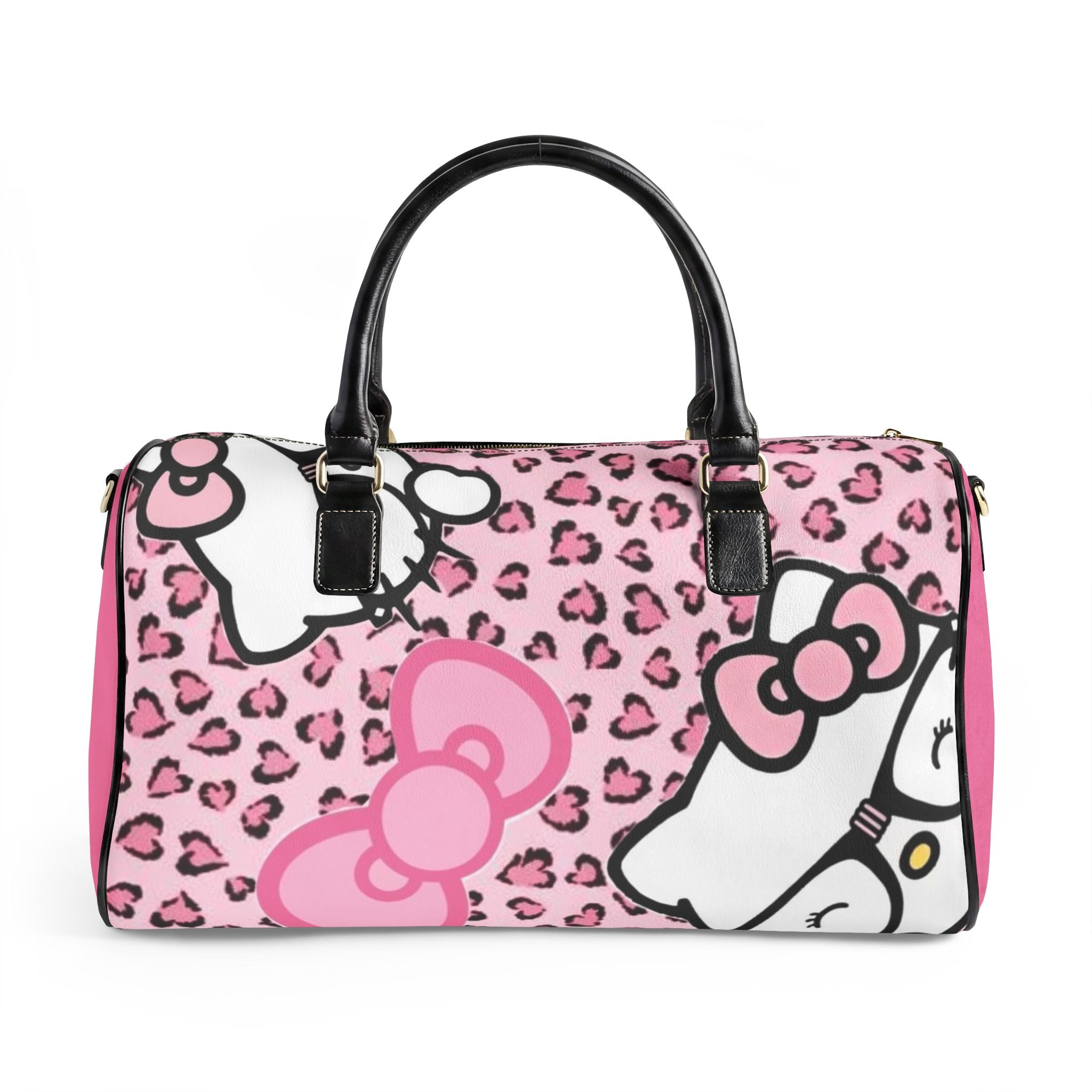 Pink Leopard Leather Travel Bag