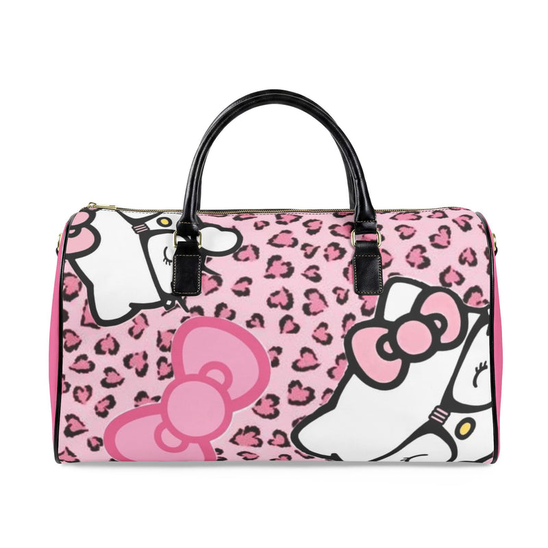 Pink Leopard Leather Travel Bag