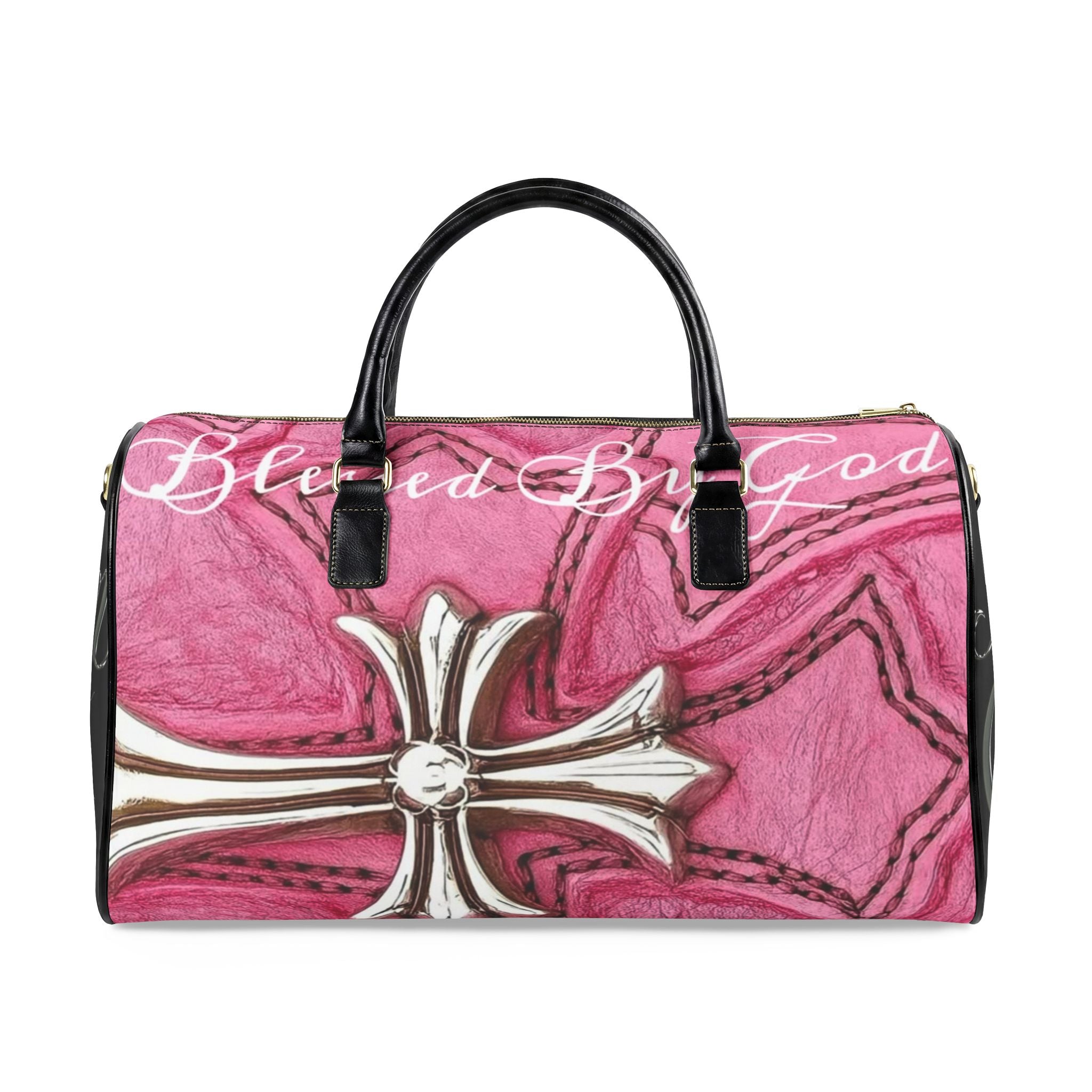 Pink Cross Leather Duffle