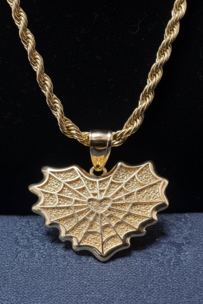 Spider Web Heart Necklace
