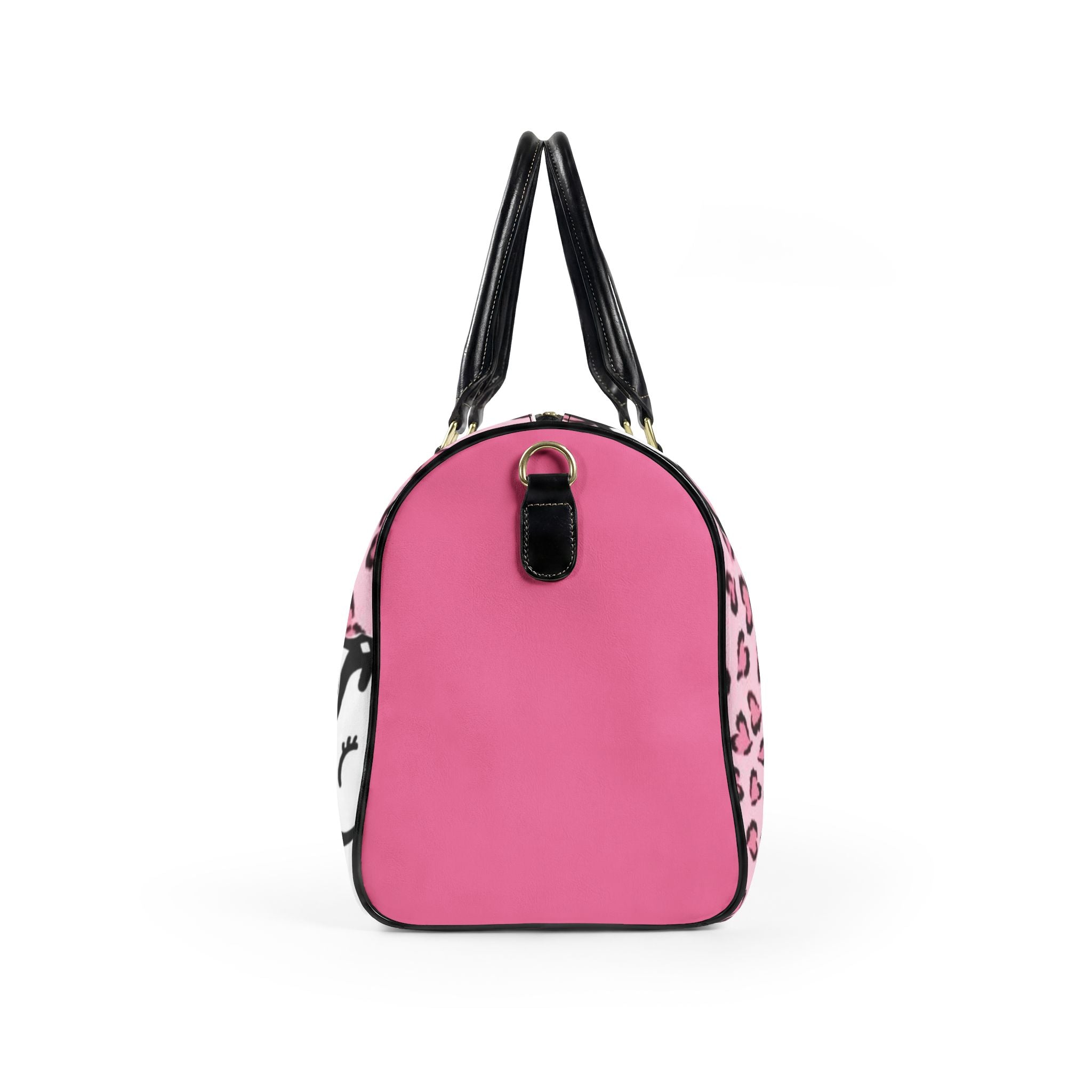 Pink Leopard Leather Travel Bag