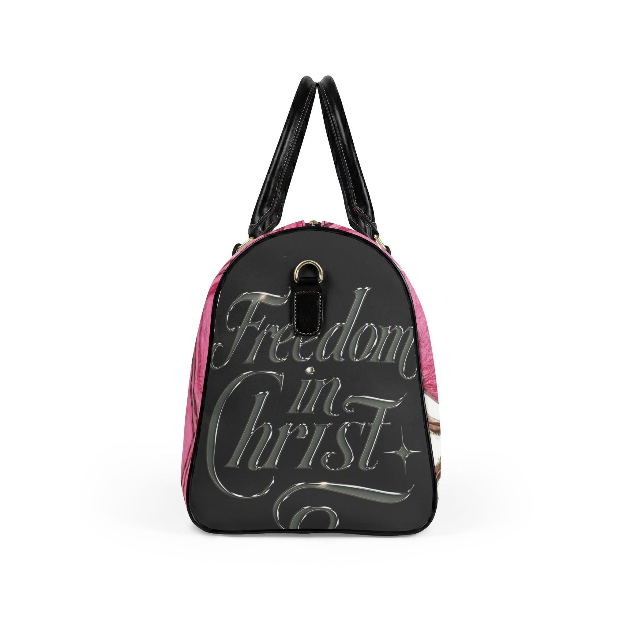 Duffle Bag: Pink Cross Leather Travel Bag