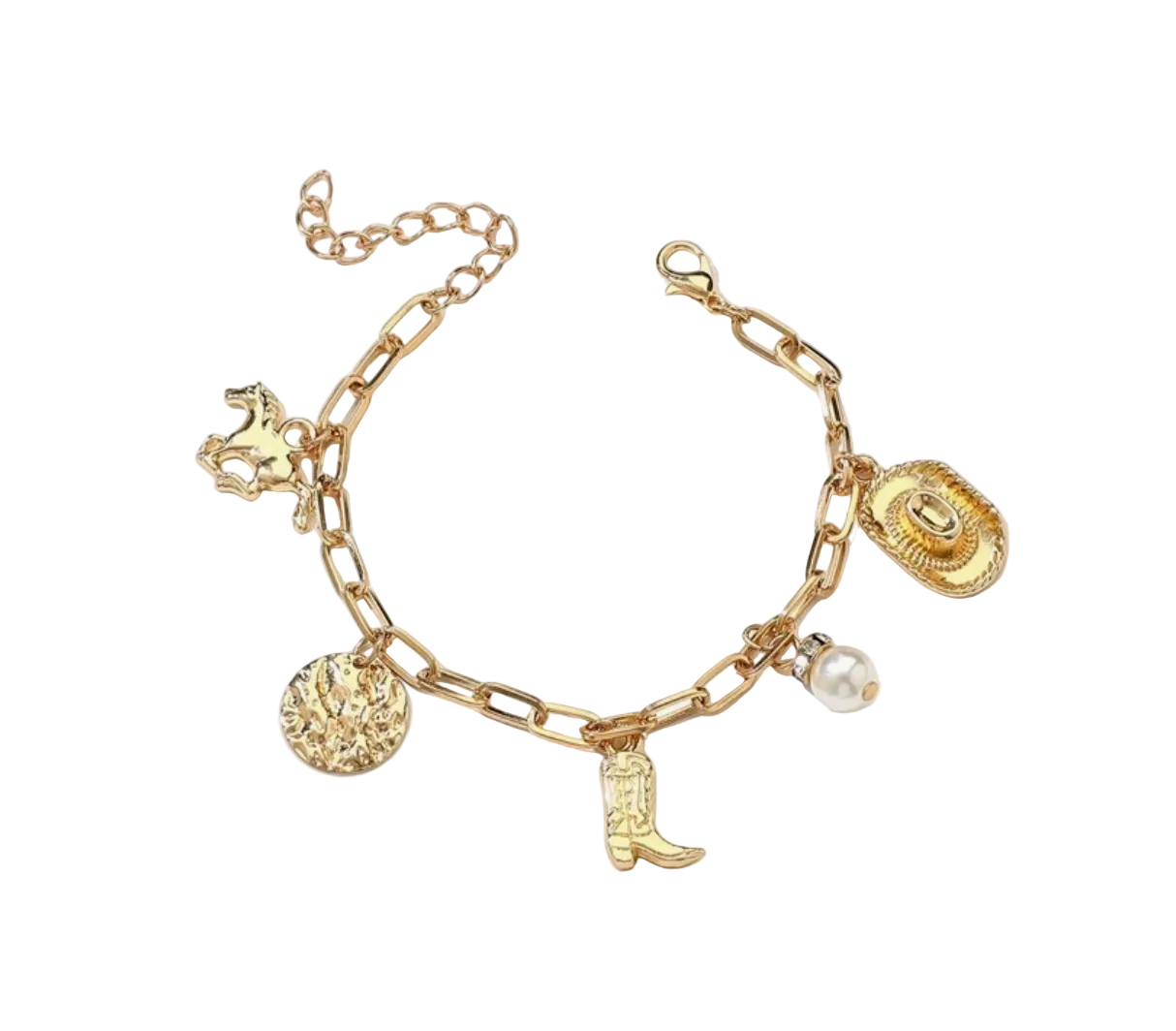 Gold Cowgirl Charm Bracelet
